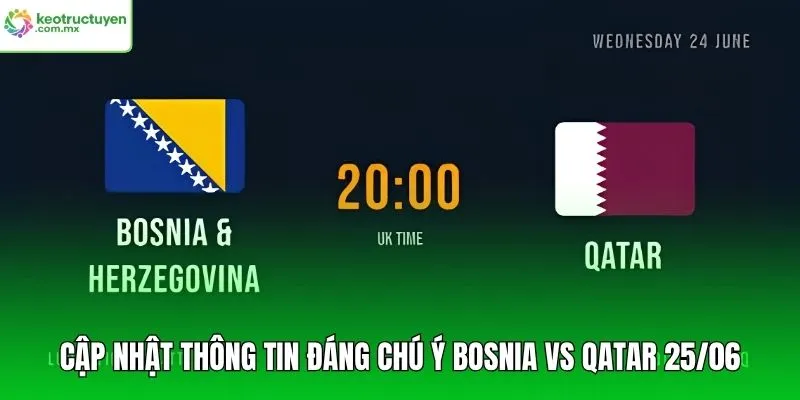 Cập nhật thông tin đáng chú ý Bosnia vs Qatar 25/06